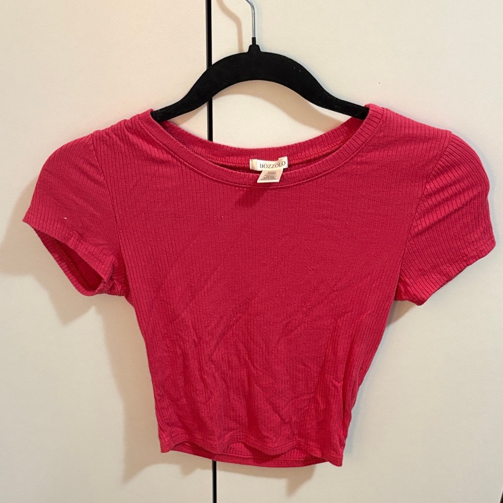 Bozzolo Cherry Ribbed Crop Top